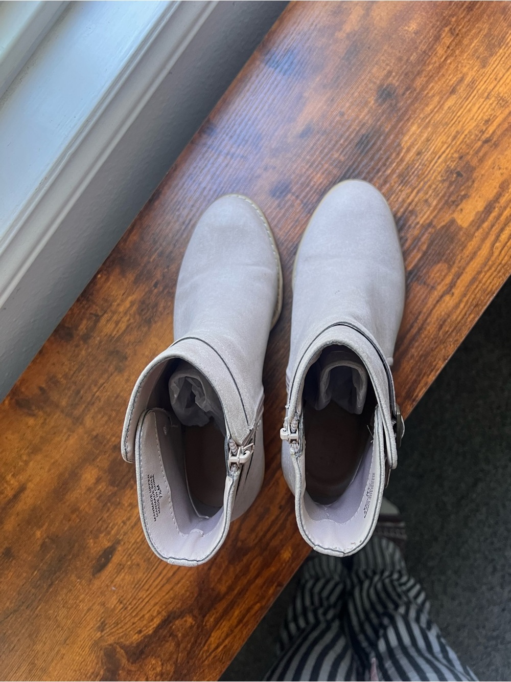 LOFT Light Gray Suede Ankle Booties with Side Zip